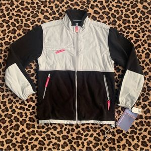 Weatherproof Y2k rain fleece colorblock track sweater jacket